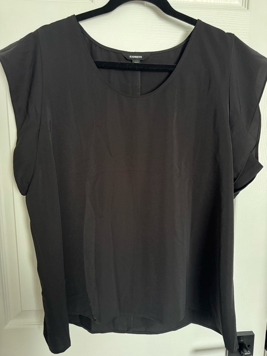 Express Tops - Express Black Cap Sleeve Scoop Neck Blouse
